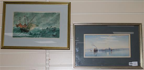English School c.1900 Paddlesteamer on a calm sea,